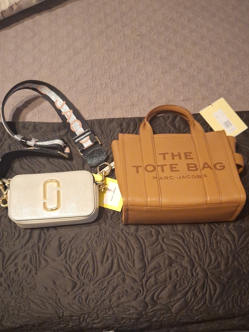 Marc Jacobs Small Tote with Grey and Light Pink Camera Crossbody Bag